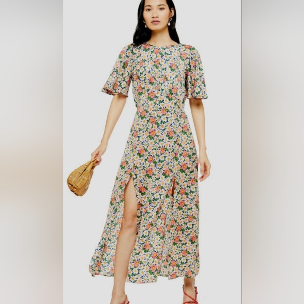 WOMANCE MAXI DRESS WITH FLORAL PATTERN SIZE MEDIUM